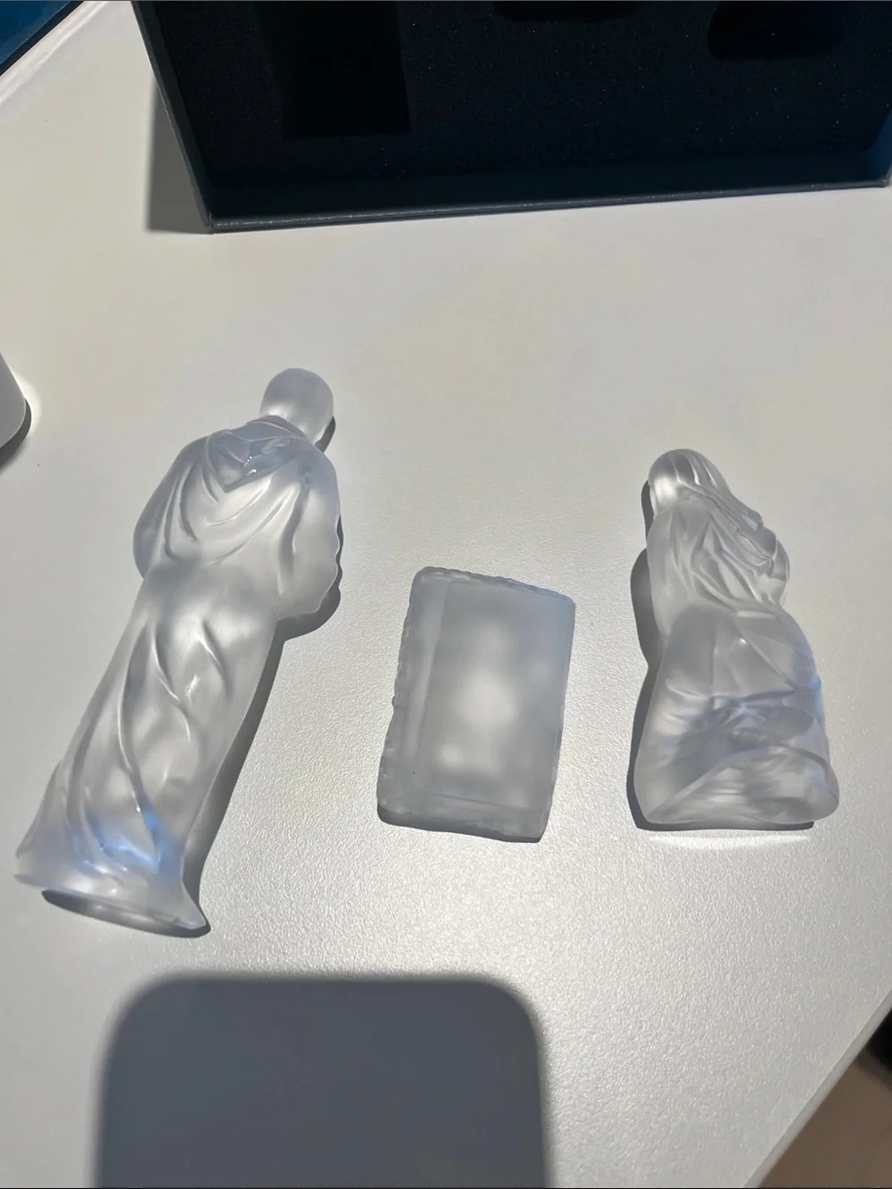 Lalique France nativity Joseph Mary Jesus Manger glass crystal